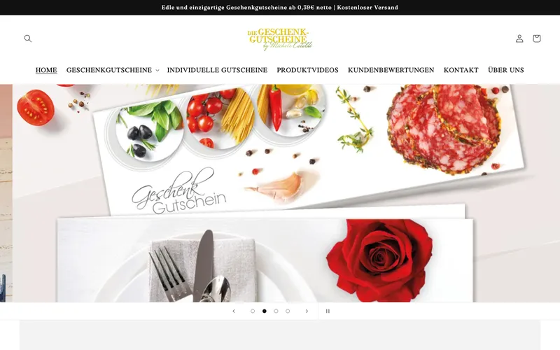 Website von Die Geschenkgutscheine, Desktop-Ansicht, gestaltet von FWN Media