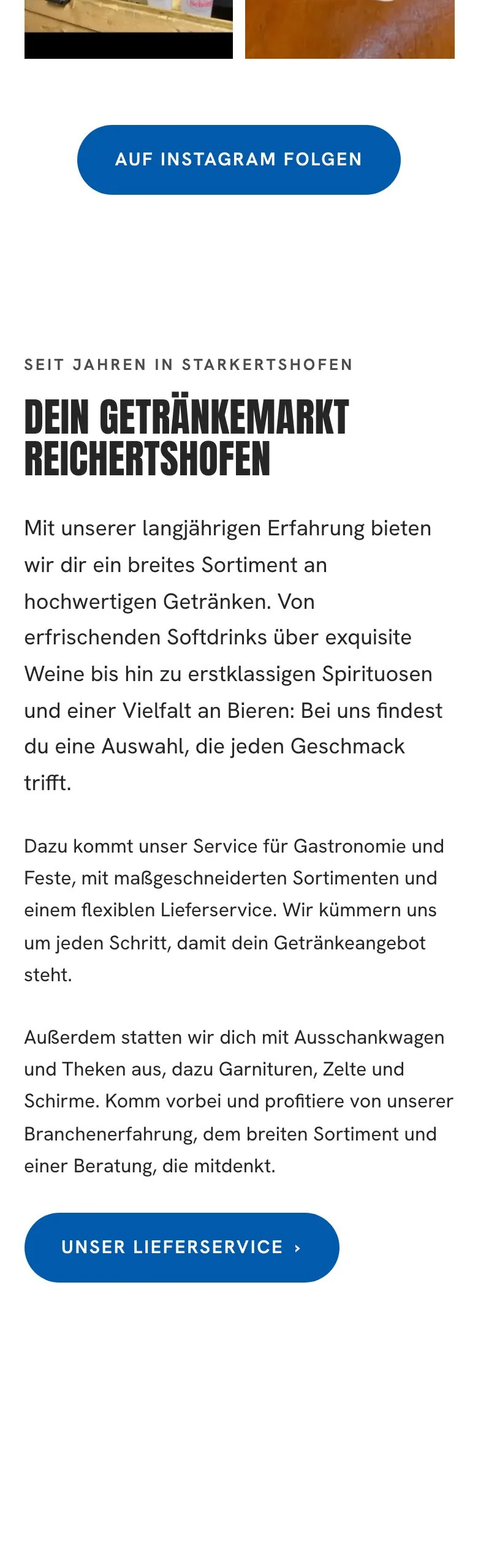 Website von Getränke Schöttl, zweite Handy-Ansicht, gestaltet von FWN Media
