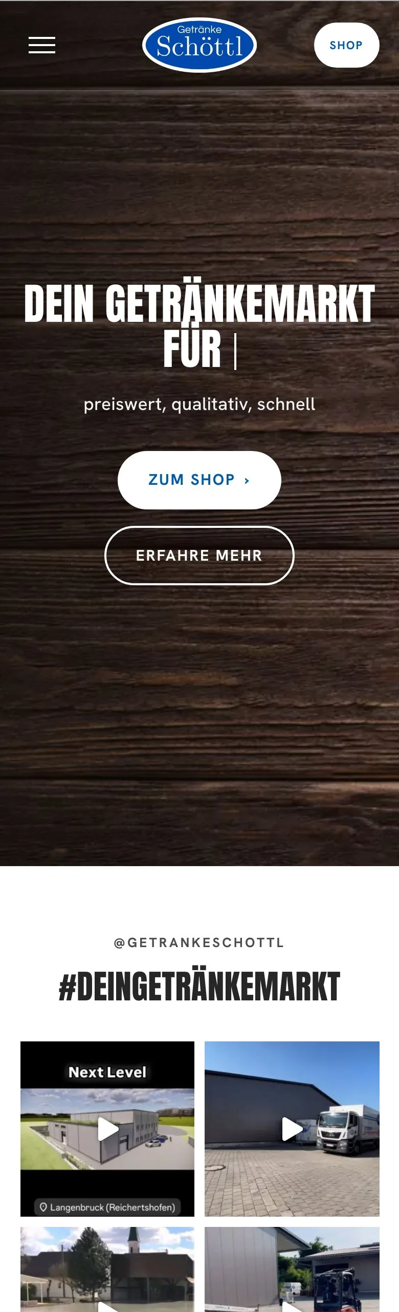 Website von Getränke Schöttl, Handy-Ansicht, gestaltet von FWN Media