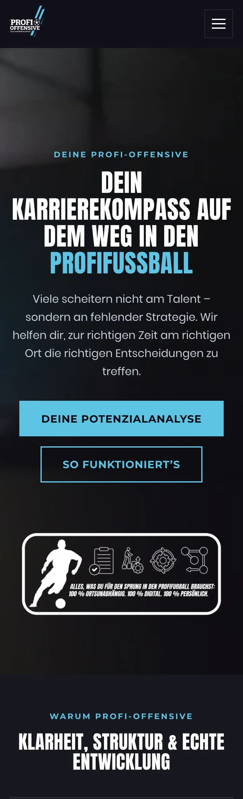 Website von Profi-Offensive, Handy-Ansicht, gestaltet von FWN Media
