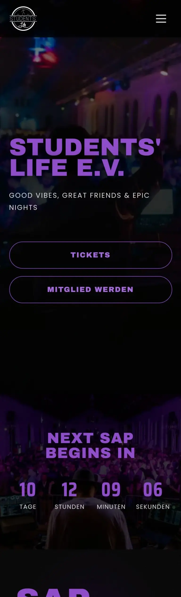 Website von students-life auf dem Smartphone