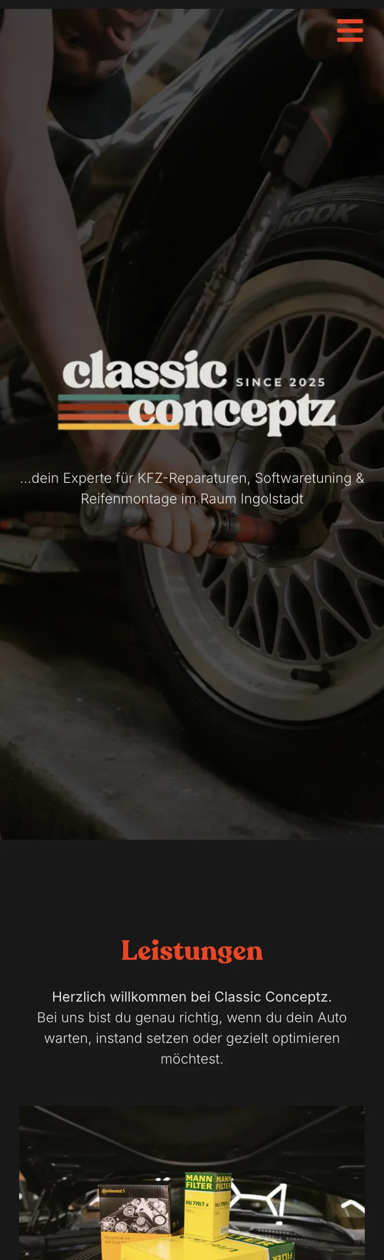 Website von Classic Conceptz, Handy-Ansicht, gestaltet von FWN Media
